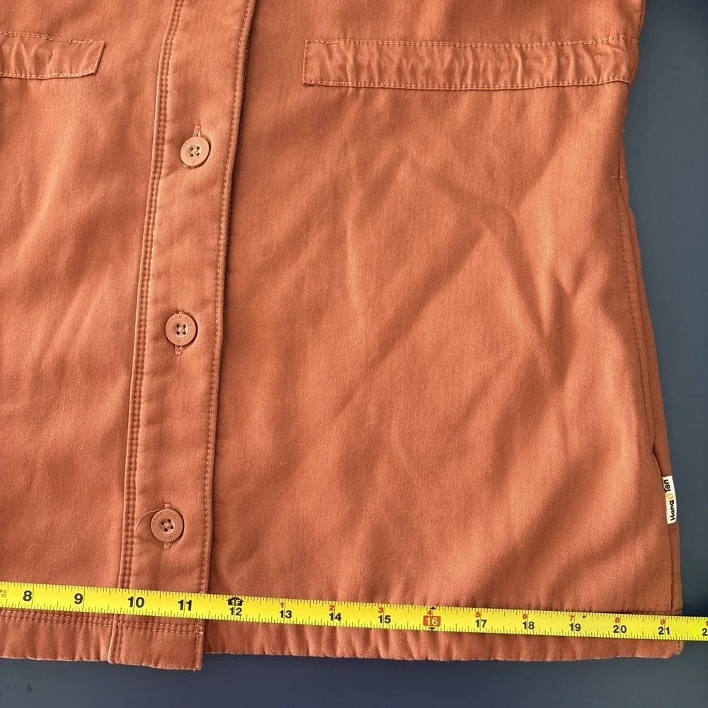 hang Ten Sherpa Collar‎ Lined Utility Jacket Fisherman Small Neutral Canvas Cozy